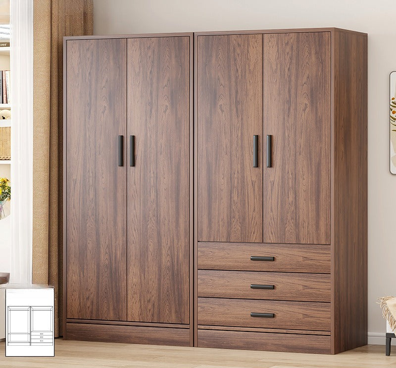 Bailuo popular rental house wardrobe home new bedroom hanging walnut wardrobe small apartment 2025 retro assembly
