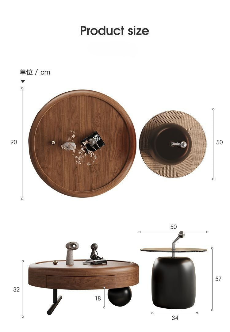 Designer Italian light luxury round coffee table combination art creative living room home modern simple coffee table small apartment