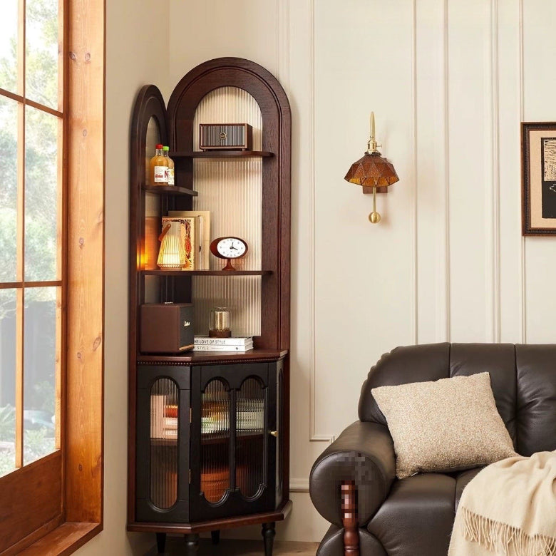 French retro solid wood triangle living room shelf corner bedroom small apartment bookshelf corner corner corner storage