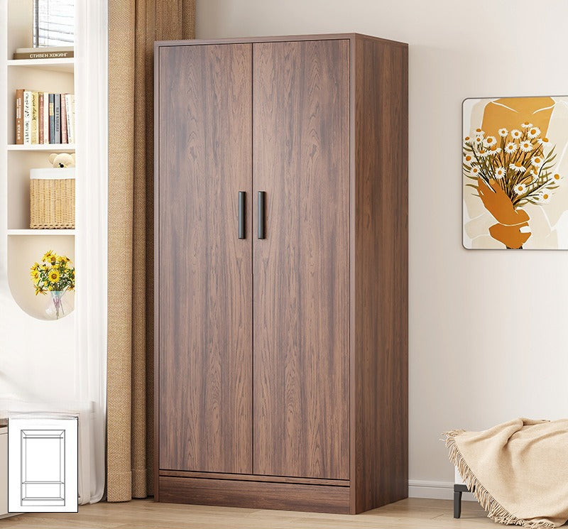 Bailuo popular rental house wardrobe home new bedroom hanging walnut wardrobe small apartment 2025 retro assembly