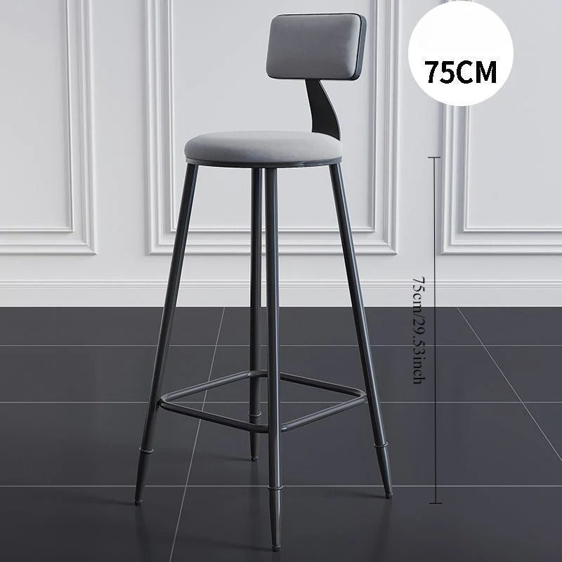 Wrought iron bar chair Modern simple home backrest Bar stool Bar chair High stool Nordic milk tea shop Front desk chair
