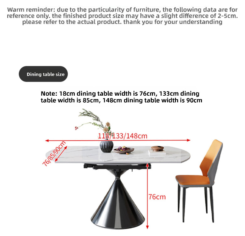 Italian light luxury rotating rock slab dining table household small apartment square and round dual-purpose retractable folding dining table and chair combination