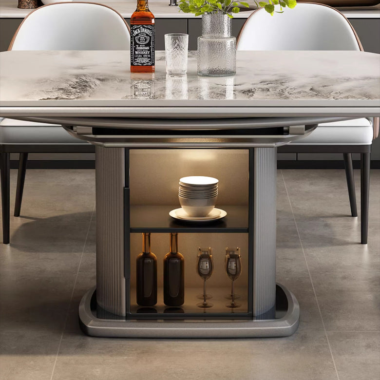 Italian light luxury telescopic folding square and round dual-purpose dining table small apartment storage microcrystalline stone table and chair combination restaurant dining table