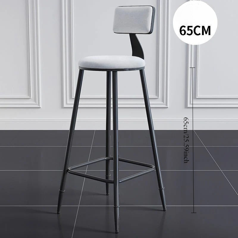 Wrought iron bar chair Modern simple home backrest Bar stool Bar chair High stool Nordic milk tea shop Front desk chair