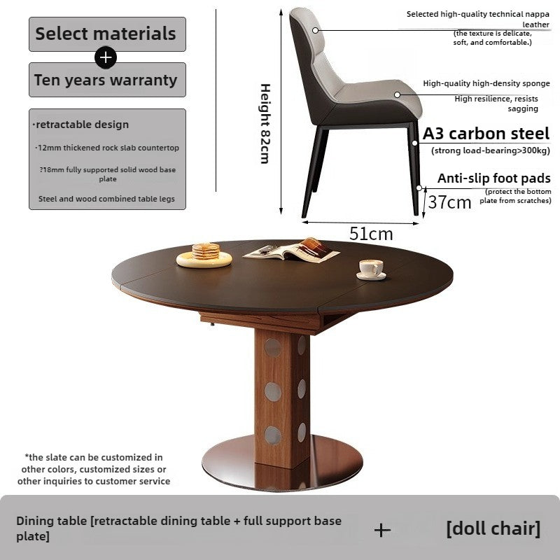 French medieval rock slab dining table household small apartment Berg table foldable Bauhaus function dining chair round table