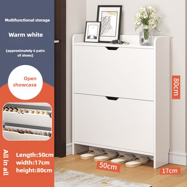 Tipping bucket shoe cabinet narrow and ultra-thin 17cm household e****mical door large-capacity entrance cabinet multi-layer simple storage shoe rack