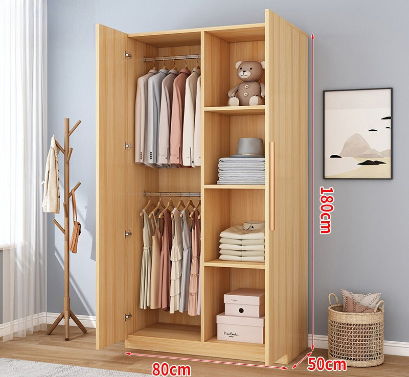 Wardrobe household bedroom rental room simple assembly e****mical granular plate small apartment storage cabinet wardrobe