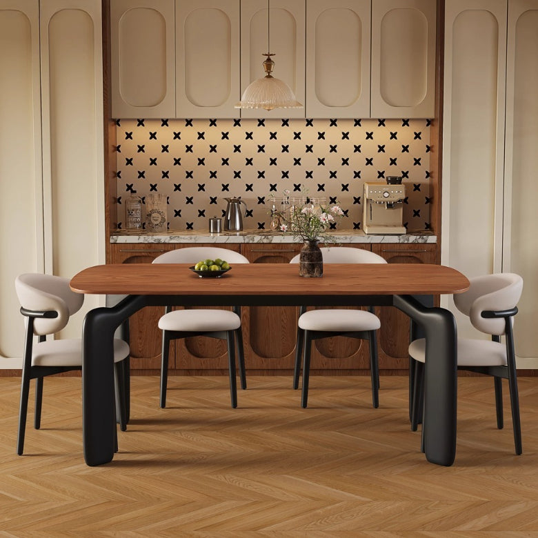 2025 new medieval solid wood dining table and chair combination household modern simple small apartment rectangular dining table