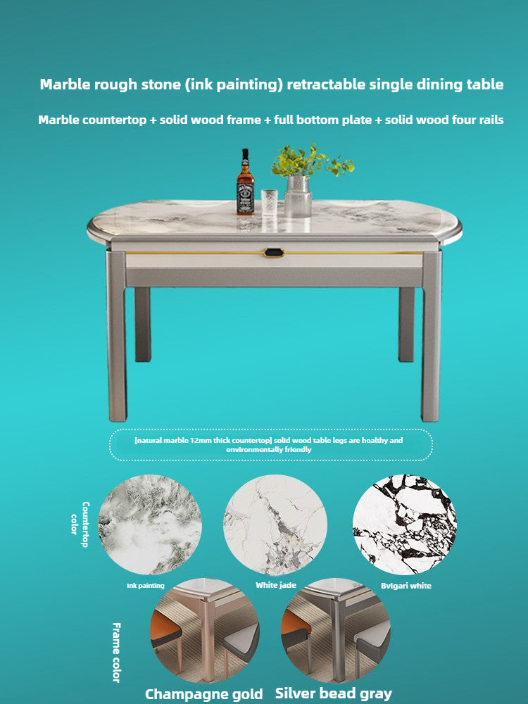 Modern simple microcrystalline stone dining table marble small apartment square and round dual-purpose household retractable folding dining table and chairs