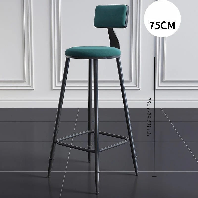 Wrought iron bar chair Modern simple home backrest Bar stool Bar chair High stool Nordic milk tea shop Front desk chair
