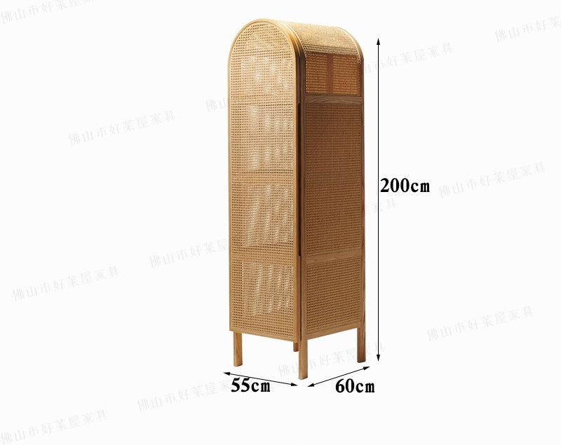 Solid wood rattan wardrobe simple household ash wood double door wardrobe Nordic bedroom storage cabinet locker