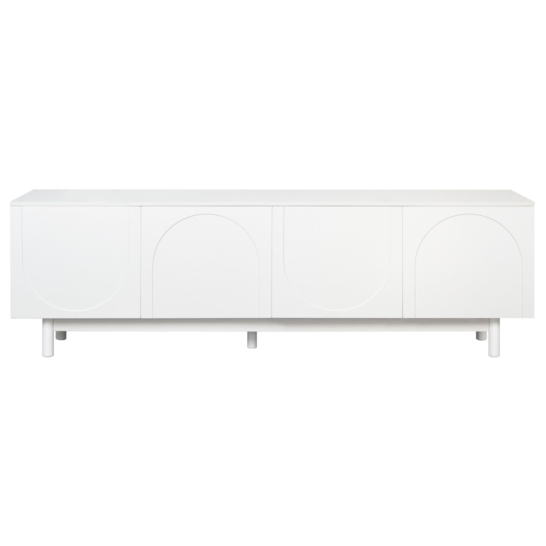 Vinsetto Graceful TV Stand with Arch Cabinets for TVs Up to 78", Minimalist Entertainment Center with Adjustable Shelves and Cable Management, White