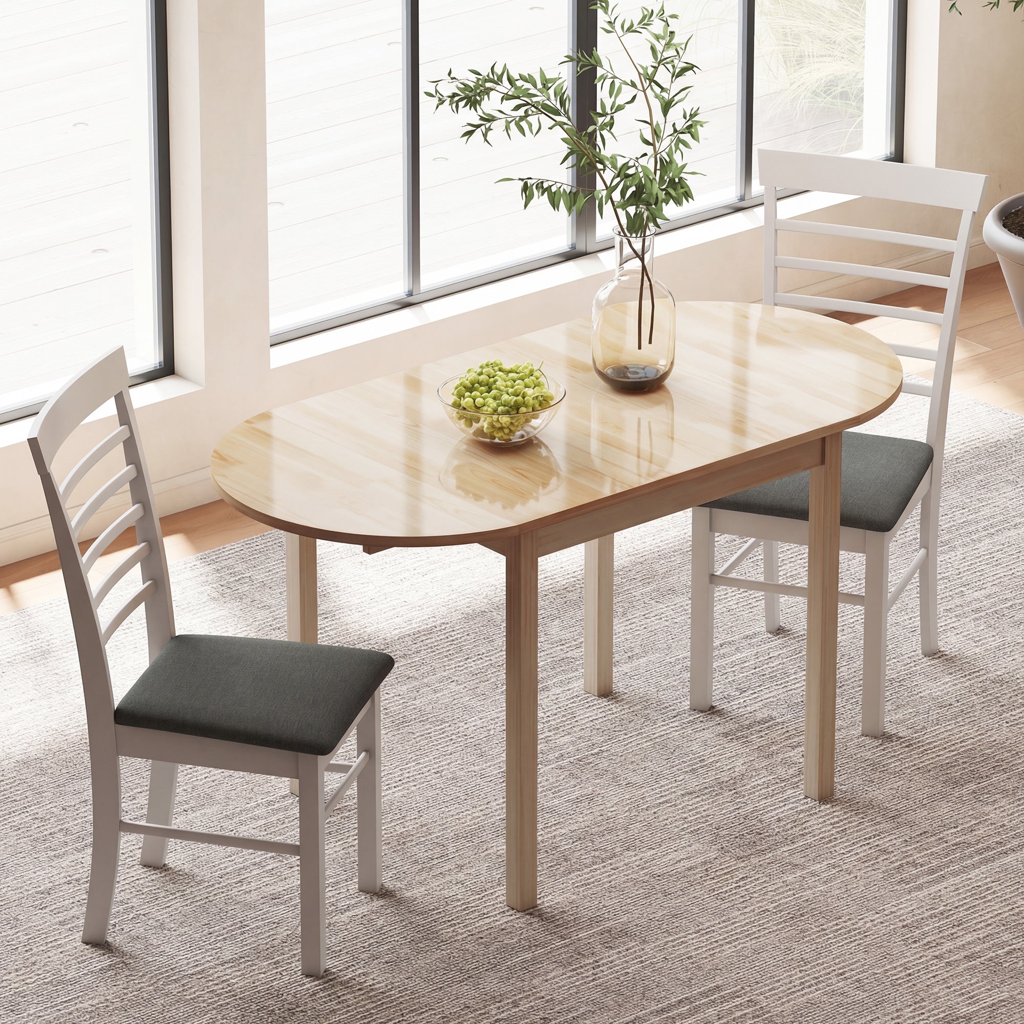 HOMCOM 55" Wood Kitchen Table, Drop Leaf Tables for Small Spaces, Natural