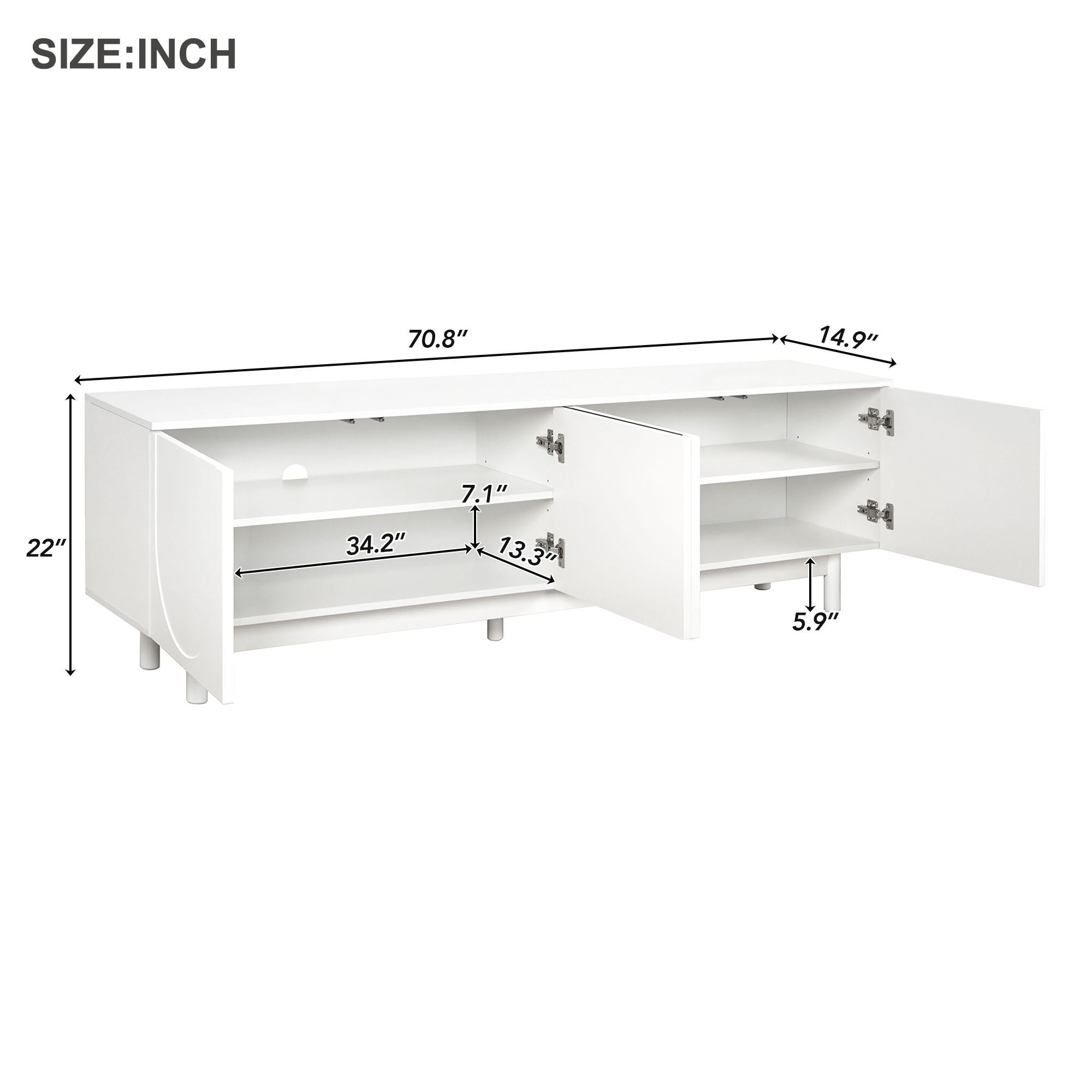 Vinsetto Graceful TV Stand with Arch Cabinets for TVs Up to 78", Minimalist Entertainment Center with Adjustable Shelves and Cable Management, White