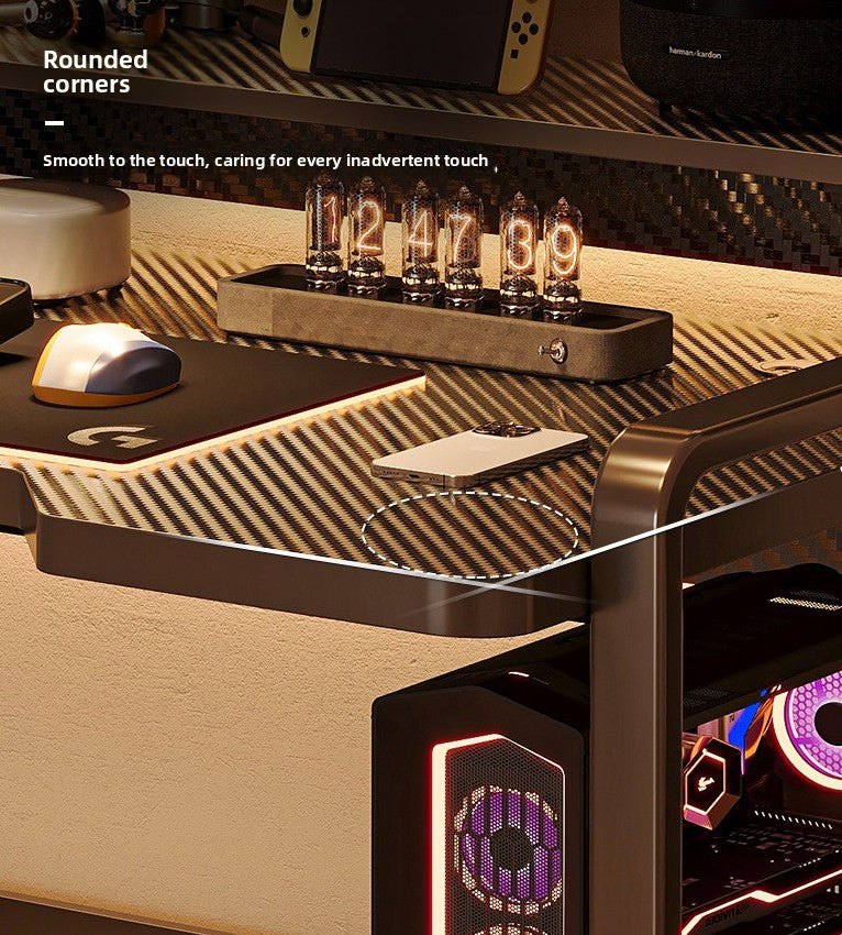 Adjustable computer desk with shelf, bedroom household small computer desk, bookshelf integrated e-sports table and chair set