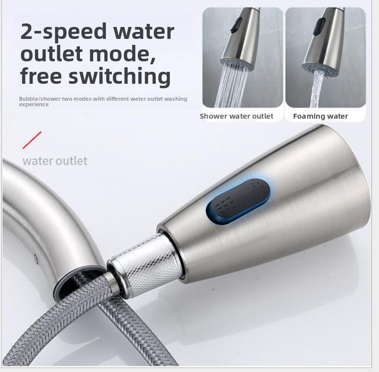 Factory Price Stainless Steel Pull Down Two Functions Kitchen Faucet