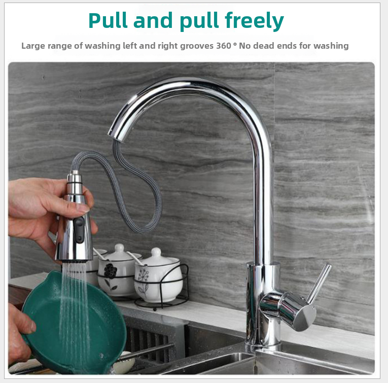 Factory Price Stainless Steel Pull Down Two Functions Kitchen Faucet