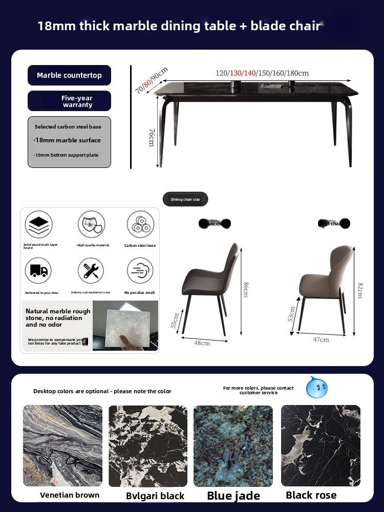 Modern simplicity 2025 new rectangular dining table and chair combination marble super crystal stone small apartment dining table