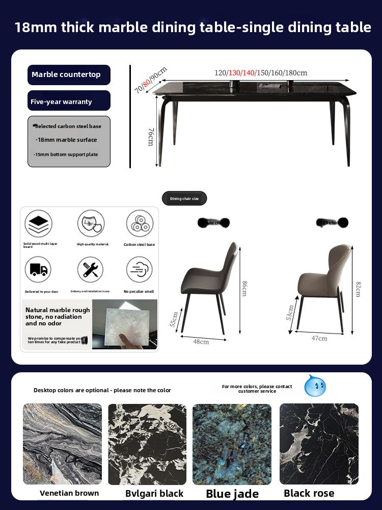 Modern simplicity 2025 new rectangular dining table and chair combination marble super crystal stone small apartment dining table