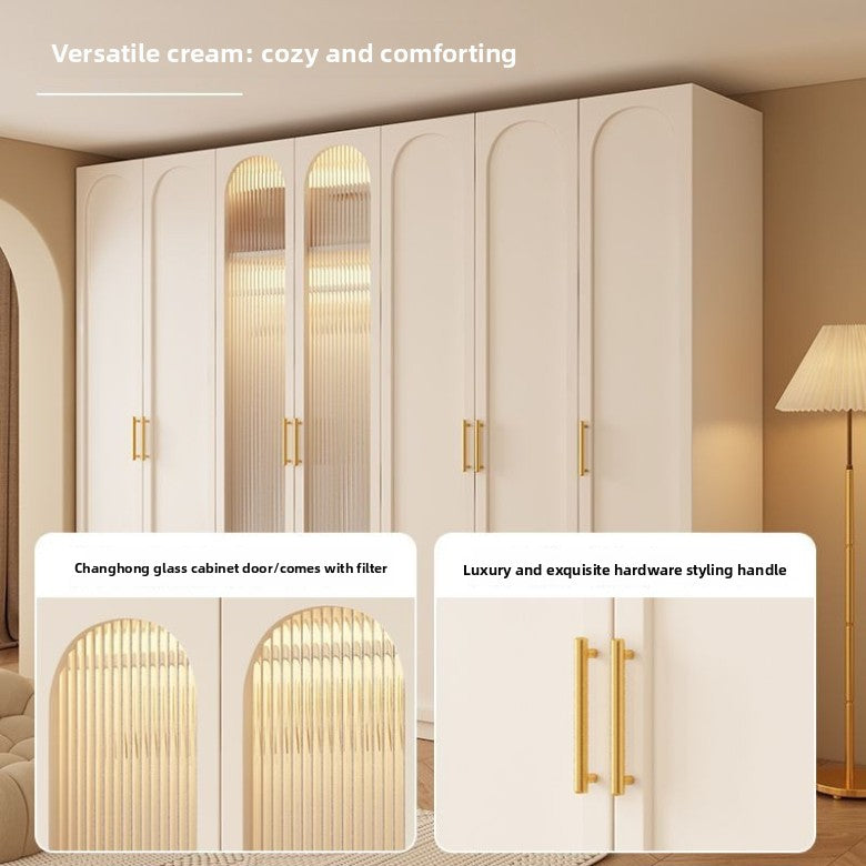 Wardrobe household bedroom solid wood cabinet to top opposite door glass combination large wardrobe with drawers combination cabinet factory