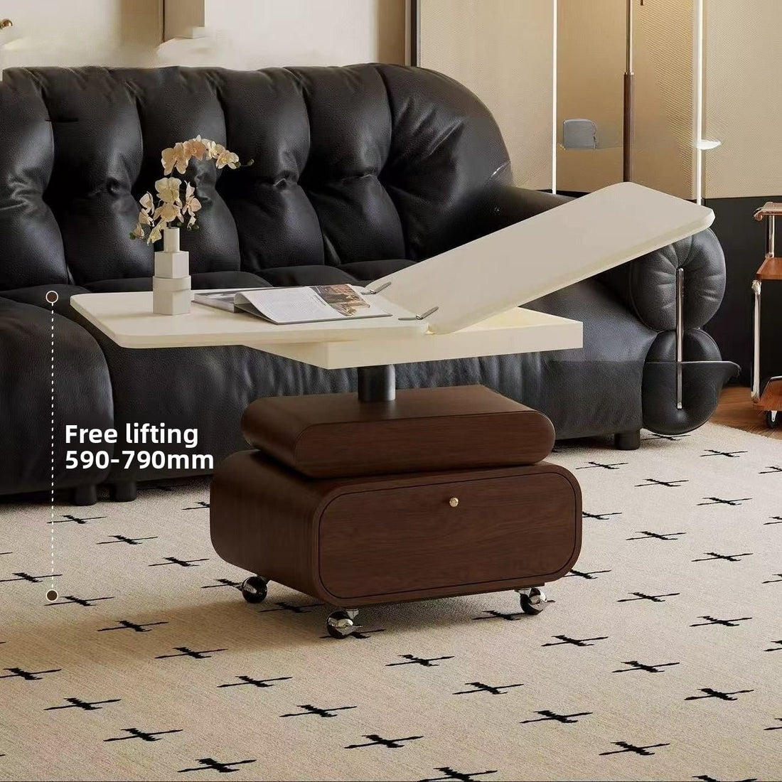 Maker/medieval style movable folding coffee table living room household small apartment coffee table dining table two-in-one lift