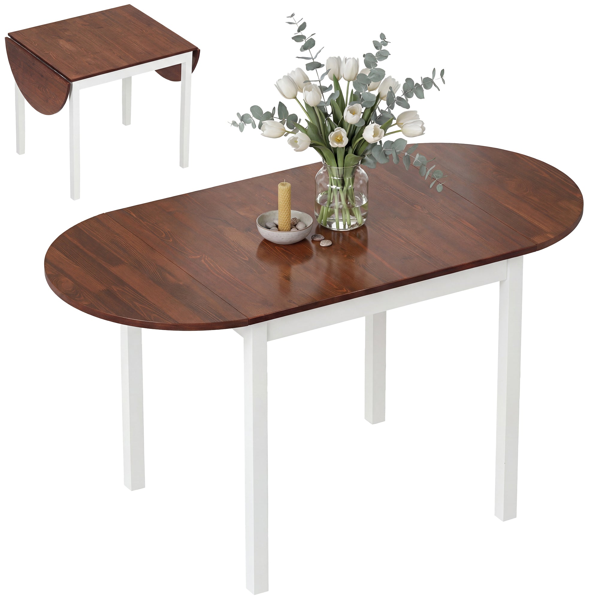 HOMCOM 55" Wood Kitchen Table, Drop Leaf Tables for Small Spaces, Natural